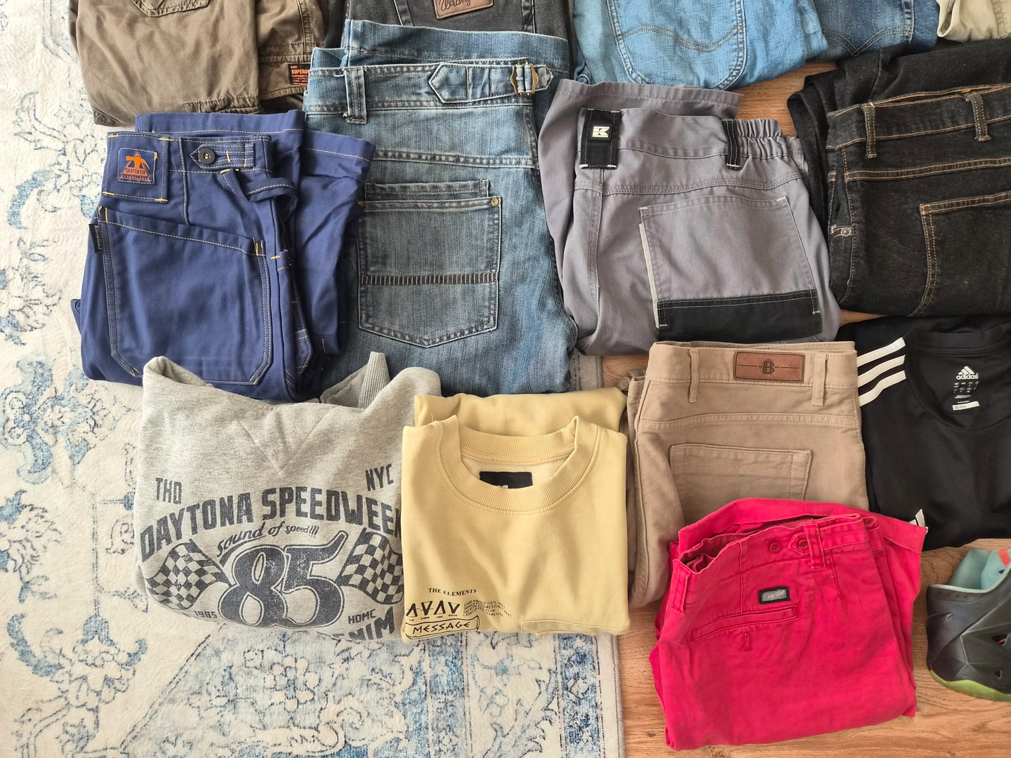 Zestaw paczka ubrań męskich markowych | Levi's, Gant, Puma, Reebok, Wrangler + buty